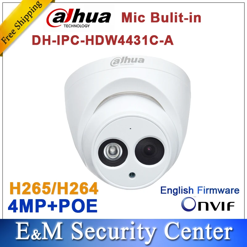 

Original dahua IPC-HDW4431C-A updated by IPC-HDW4433C-A 4MP POE IR Network IP Camera CCTV Mic Built-in dome