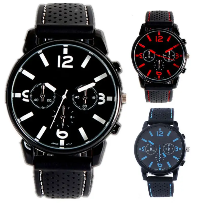 

Quartz Casual Cool Big Dial Silicone Strap Sports Style Men Watch Accurate Adult