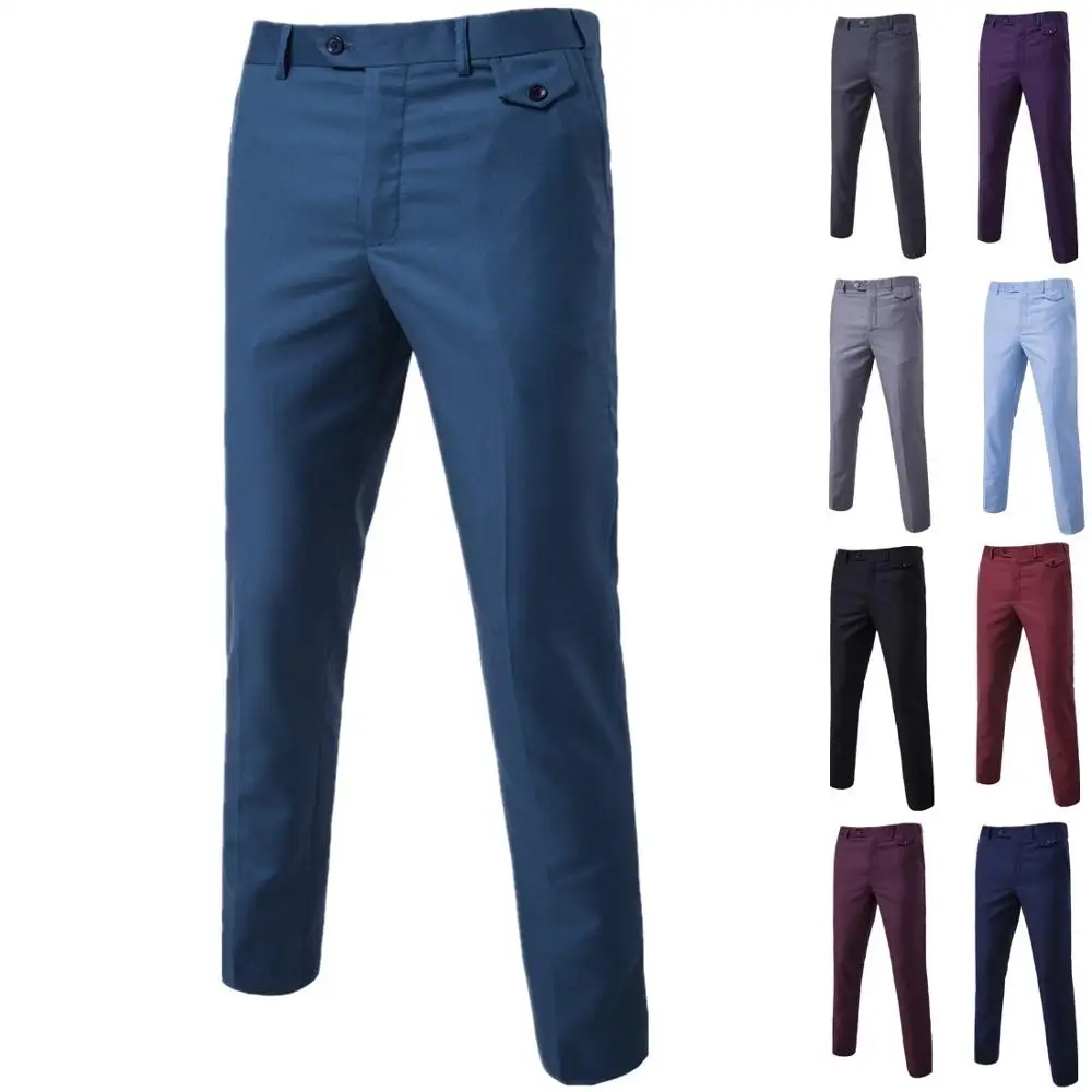 2019 New Men's Solid Color Business Trousers Pants Men Casual Elastic Long Male Cotton straight Work Pant XF001 | Мужская одежда
