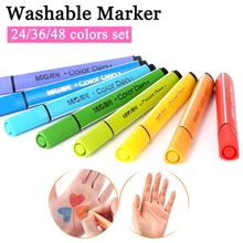 Моющийся набор акварельных фломастеров 24/36/48 Цвета нетоксичный для детей дошкольного возраста школьные студентов маркер для рисования художественный Рисунок