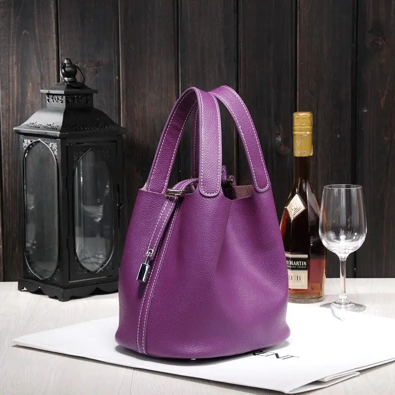 Роскошная женская сумка из натуральной кожи, Гарантированная коровья кожа, известный бренд, женские сумки с замком, женская сумка, сумка для покупок - Цвет: picture color