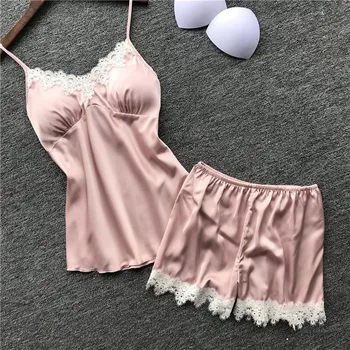 

Women Sexy Lingerie Nightwear Present for Girlfriend Comfortable Fashionable Four Seasons Pizama Damska Bawelna Pajama Set Camis