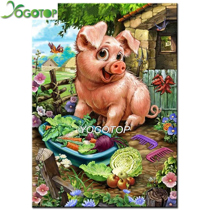 

YOGOTOP 5D Diamond Embroidery Vegetables pig Diy Diamond Painting Full Square Drill Cross Stitch Mosaic Rhinestones Decor QA613