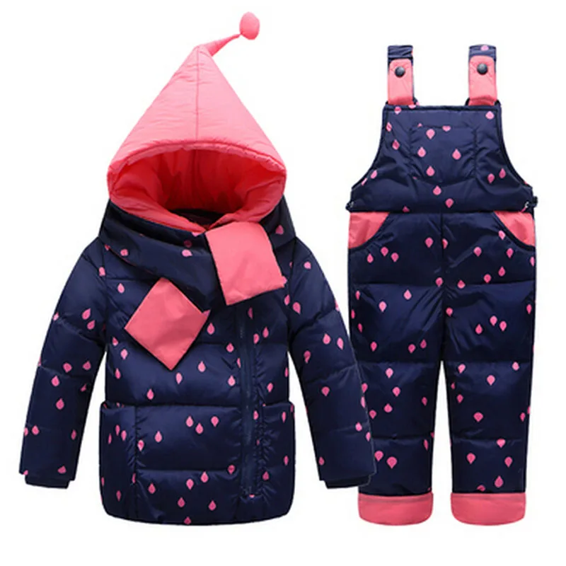 Комплекты детской пуховой одежды из 2 предметов, пальто+ брюки, Зимние Детские Пуховые костюмы, верхняя одежда с капюшоном для мальчиков и девочек, костюм