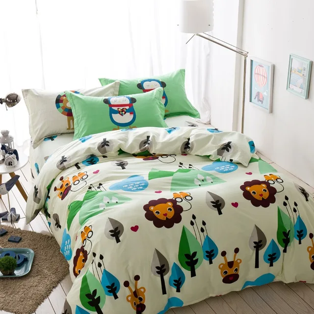 tutubird kids cartoon zoo duvet covers animal donkey lion beddings kids queen size bed