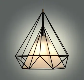 

D28cm or D38cm white black Classical Lustres Diamond Pendant Light E27 Bulb Metal lampshade Lamp lighting fixtures 2018 New lamp
