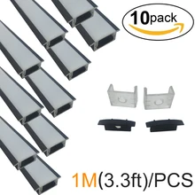10 компл./лот 10 шт. X 1 м(3.3ft) черный U-Форма 12 мм светодиодный Алюминий канал комплект для Светодиодные ленты светильник установки светодиодный бар светильник