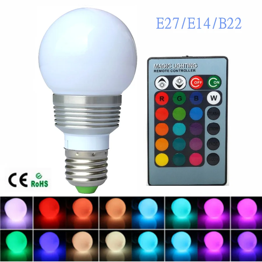 Светодиодная RGB лампа E27 220 В 7 Вт E14|e14 led light bulb|control vacuume14 socket |
