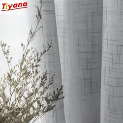 Modern Grey Linen Tulle Curtains for Kitchen Door Sheer Window Treatments White Solid Tulle for The Living Room S053 *40 Modern Grey Linen Tulle Curtains for Kitchen Door Sheer Window Treatments White Solid Tulle for The Living Room S053 *40