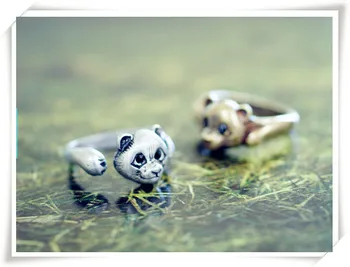 

2016 wholesale newest adjustable adorable retro Raccoon cute Ring free size cute animal Raccoon Ring jewelry for women 12pcs/lot