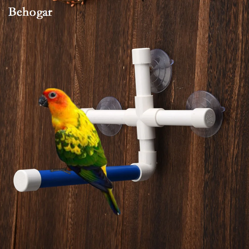 Behogar Pet Parrot Folding Bath Shower Perches Standing Platform Rack wIth 3pcs Wall Suction Cup