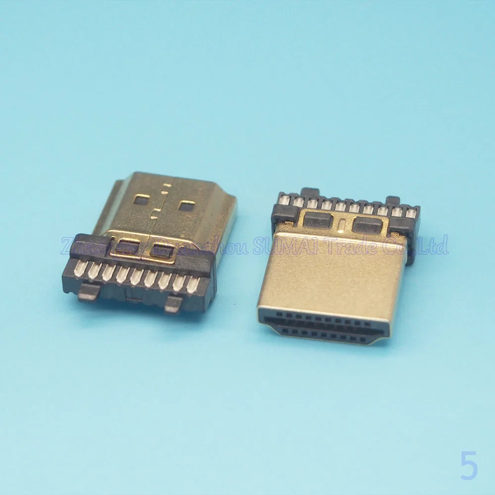 10pcs Gold plated HDMI Jack Socket HDMI A TYPE Male Plug 19P Connector