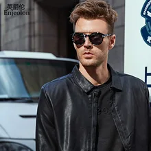 Enjeolon brand new PU Motorcycle Leather Jackets Men warm fabric Clothing, zipper turn down collar Male Casual black Coats P220