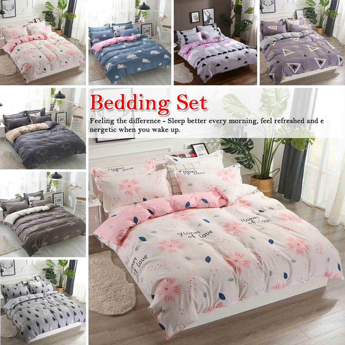 

4 pcs/set Aloe Cotton Bedding Quilt Cover Bedding Student Dormitory Home Textile Set AB Side Duvet Cover Bedding Set Skin