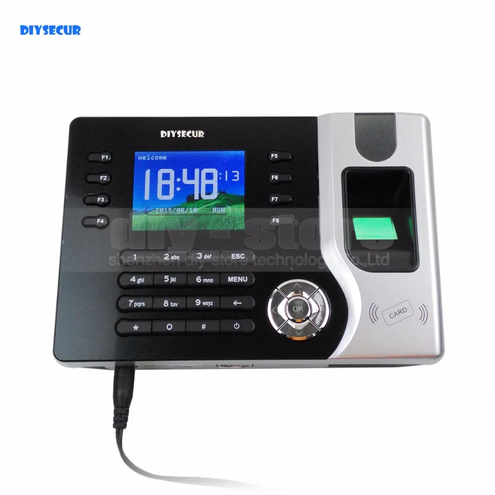 

DIYSECUR 2.4inch TFT Color Screen Fingerprint And ID Card Reader Time Clock + Tcp/ip+ Software +Usb Download