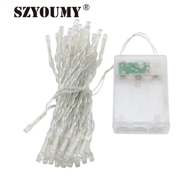 

SZYOUMY 1M/3M/4M/5M 10M Led Battery String Lights AA Battery Operated PVC Fairy light Bedroom Christmas Wedding Party Decoration