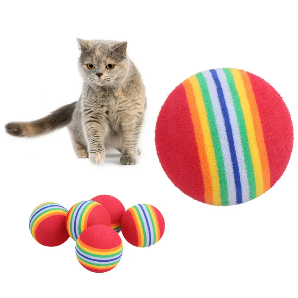 1 Piece New Pet Ball Toy Cats Dogs Chew Toys Tennis Ball Rainbow Bite Resistant Squeaky Training