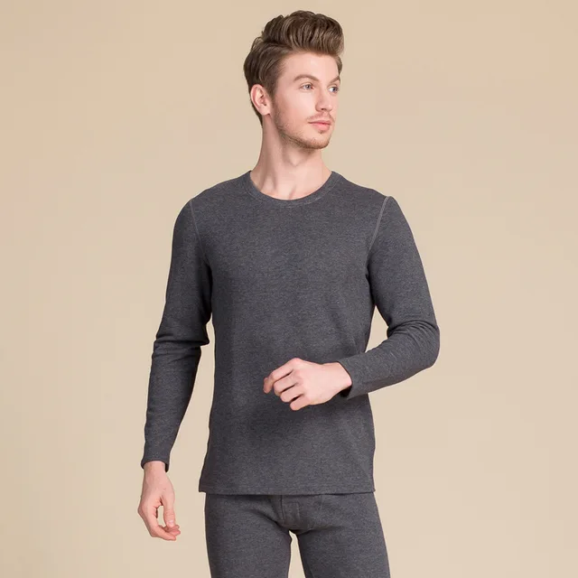 Silk Velvet Round Collar Thermal Underwear Suit For Men The inner