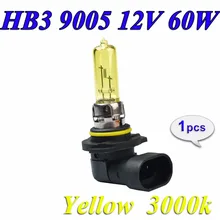 Flytop 9005 HB3 желтого цвета 12 V 60 W цельнокроеное платье 3000 К галогенная автомобильная лампа кварцевые Стекло для автомобильных фар