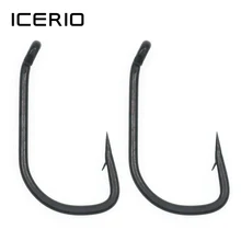 ICERIO 100 шт. высокоуглеродистой Сталь с тефлоновым покрытием матовый черный Карп Рыболовный крючок Бент глаз микро Барб терминал снасти