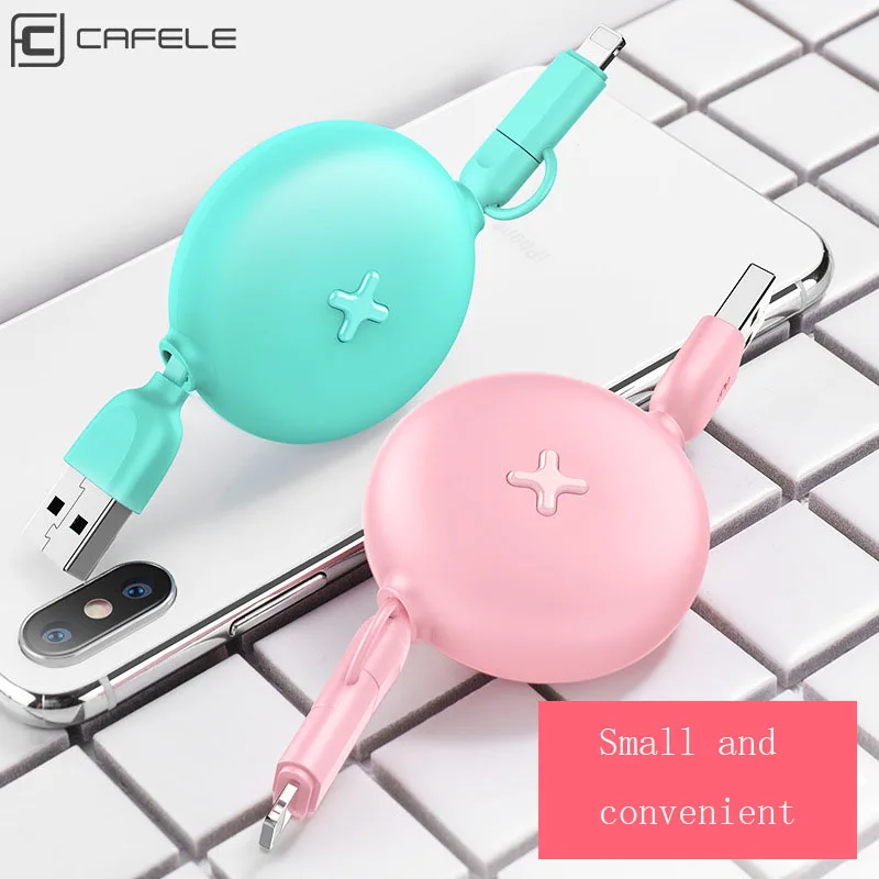 

Telescopic Data Line Universal Two In One USB Micro USB 8PIN Charging Line Sweet Candy Color Gift Data Line 1M