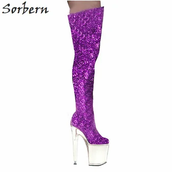 

Sorbern Colorful Glitter Black Boots High Heels Size 12 Women Shoes Night Club Footwear Clear Transparent Pvc Heels And Platform