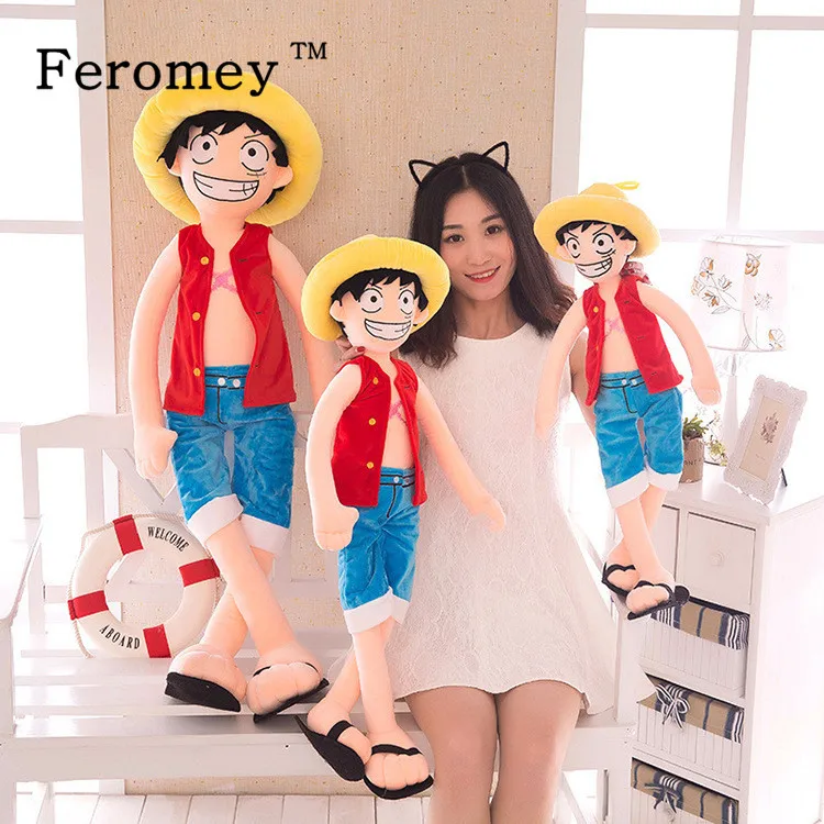 Japan Anime One Piece Luffy Plush Doll Toys Giant Luffy Stuffed Animal Doll Children Kids Birthday Gift Cotton Luffy Model Toy