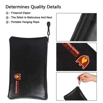 

Fireproof Money Safe Document Bag. NON-ITCHY Silicone Coated Fire & Water Resistant Safe Cash Bag. Fireproof Safe Storage for