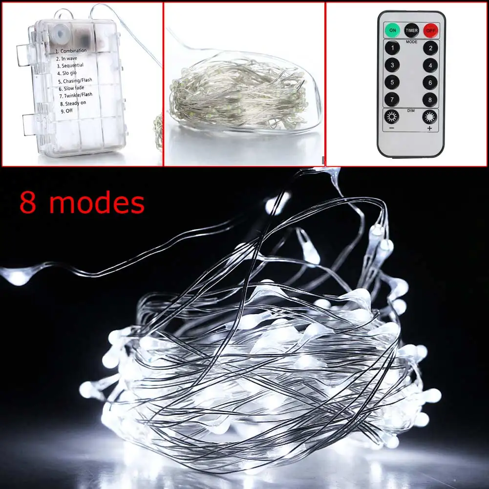 10m 100LED Battery Operated Led String Light Waterproof Wireless Remote