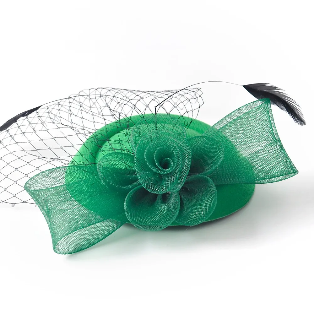 18дизайнерский выбор ручной работы зеленый чародей цветы церковная шляпа-таблетка вуаль для волос клипсы Коктейльные Свадебные вечерние женские заколки