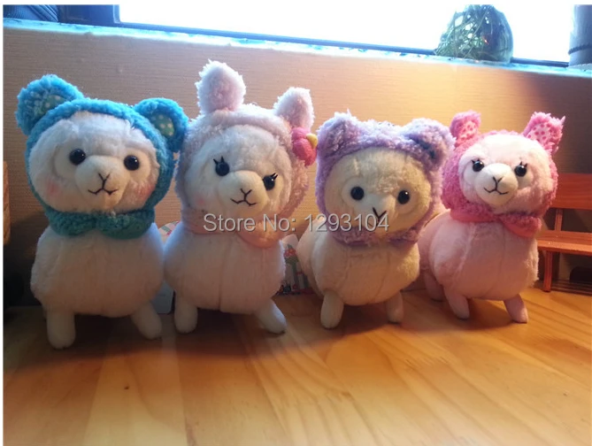 Free shipping cute 2014 Alpacasso plush toys 17cm height with hat sheep stuffed 4 colors for chosen 4pcs /lot EW-H-AP-029 | Игрушки и