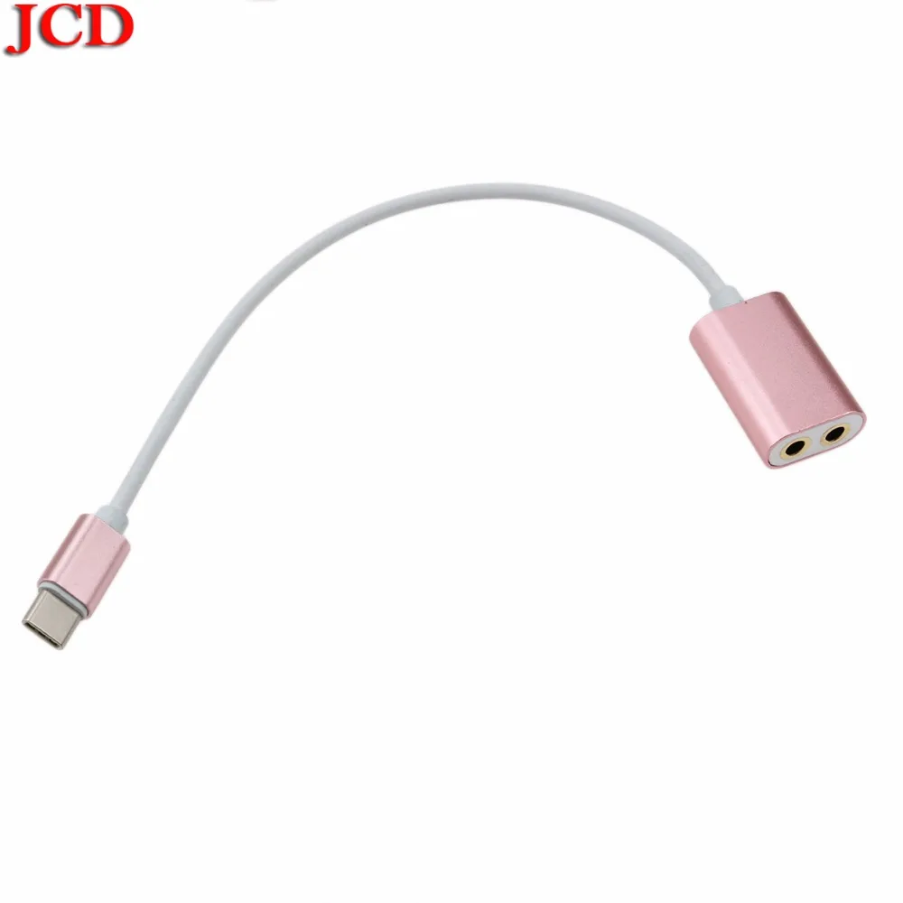 JCD Type-C 1 Male To 2 Female Audio Headphone Headset Earphone Splitter Cable double jack headphone splitter for Xiaomi for Letv