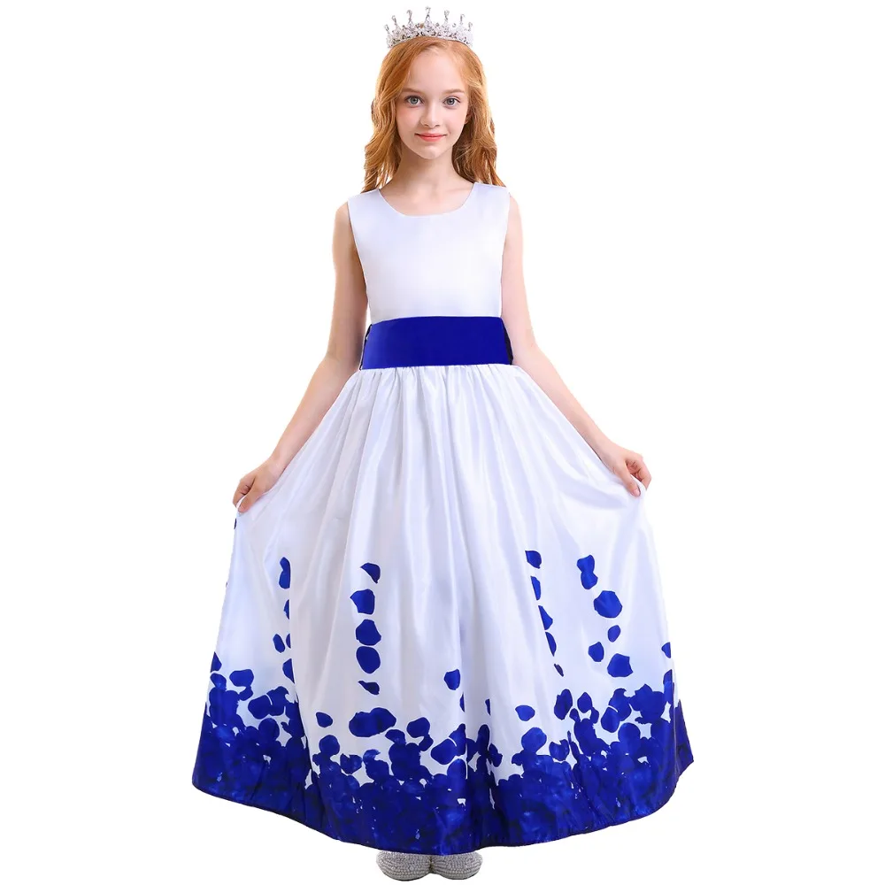 

Fashion New Girls Dress Kid Birthday Party Princess Petals Bow Tie Flower Girl Dress for Wedding Elegant Kids Dresses for Girls