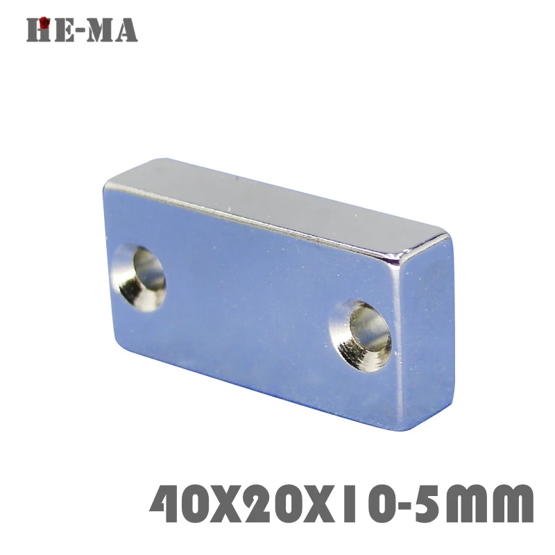 

imanes 2pcs/lot 40 x 20 x 10mm Hole 5mm N35 Super Strong Block Ring Magnets Rare Earth Permanent Neodymium Magnet