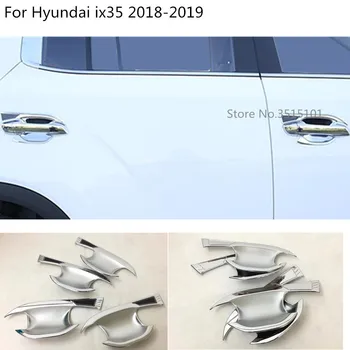 

Car cover detector trim ABS chrome external door bowl stick lamp frame moulding 4pcs For Hyundai IX35 2018 2019 2020