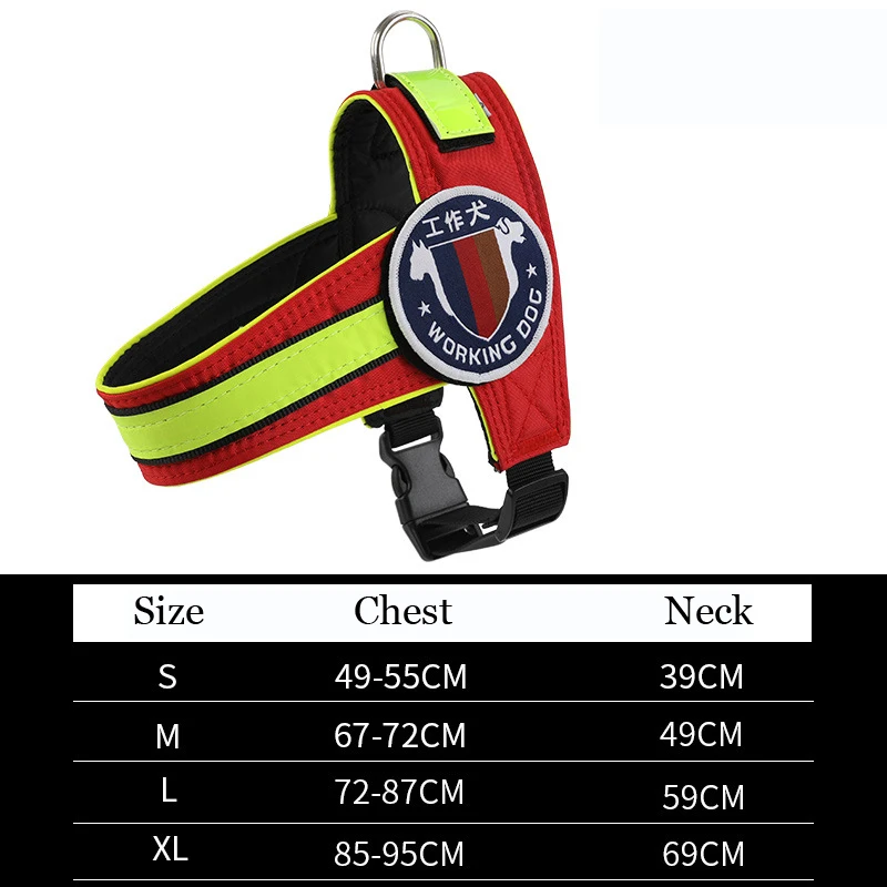 Светоотражающий Средний Большой жилет для собак, жгут для больших собак, золотистый ретривер, Питбуль, жгут для домашних животных, рабочий нагрудный ремень, собачий поводок на цепочке - Цвет: Red