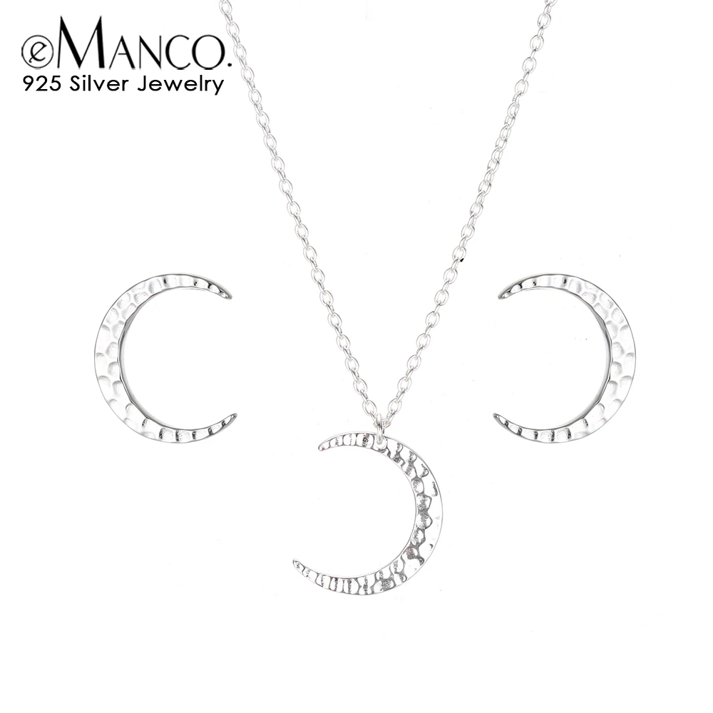 

eManco Necklaces Earrings Jewelry Sets for Women Charming Pendant Necklaces With Earrings Moon Shape Friendship Gifts
