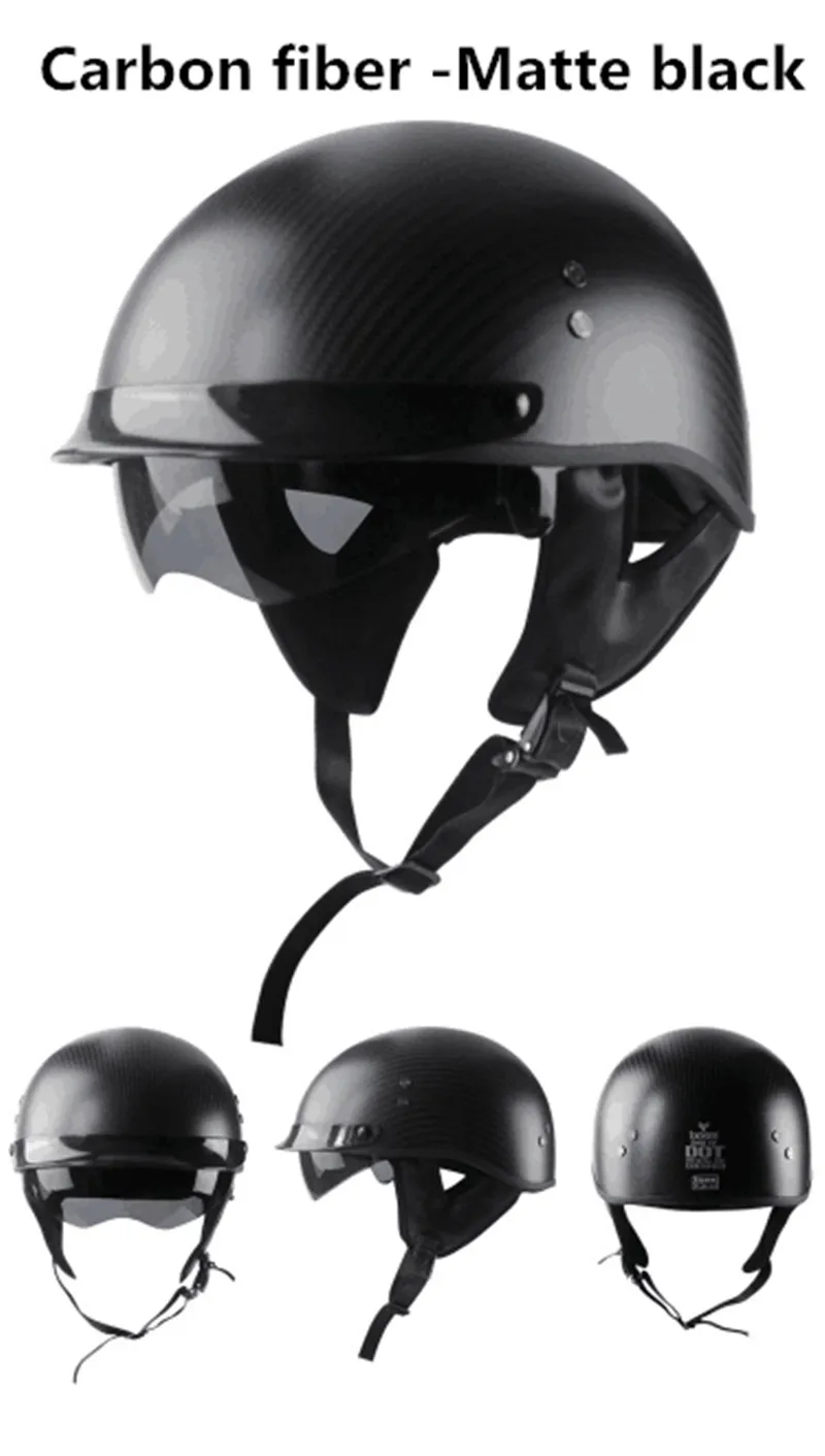 Углеродное волокно 1 шт. M L XL ABS пластиковый мотоциклетный шлем для руля мотокросса Capacete половина шлем для Harley ретро матовый яркий черный