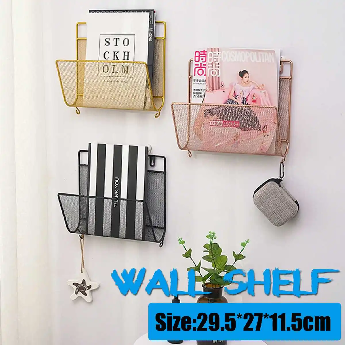

Metal Wall Shelf Wall Mounted Rack Iron Wall Decor Shelf Organizer Bookshelf Living Room Decoration Decorative Storage Shelves