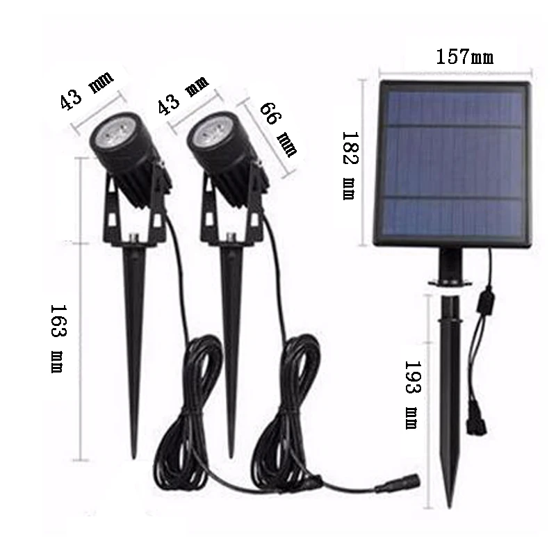 Lâmpada de Parede Destaque para Jardim Luz para Decoração do Jardim ao ar Solar Livre Duplo-headed Holofotes Quintal Gramado Luz Dropshipping 6w Led 12 Cheap Lâmpadas solares