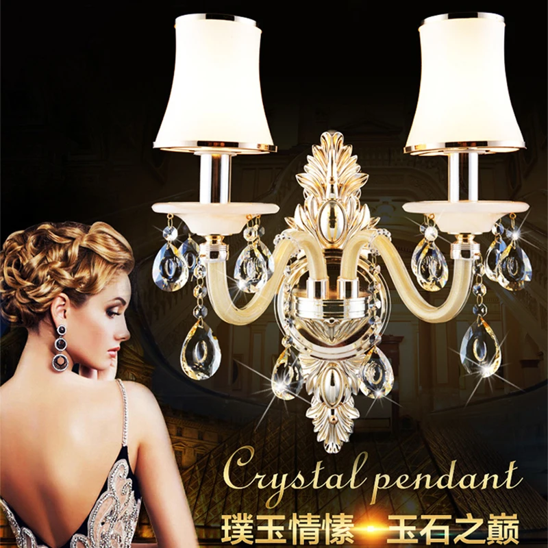 

Zinc alloy European style Fan lamp Collocation luxurious WALL lamps CRYSTAL GLASS K9 90-260V E14 free shopping wall lamp light