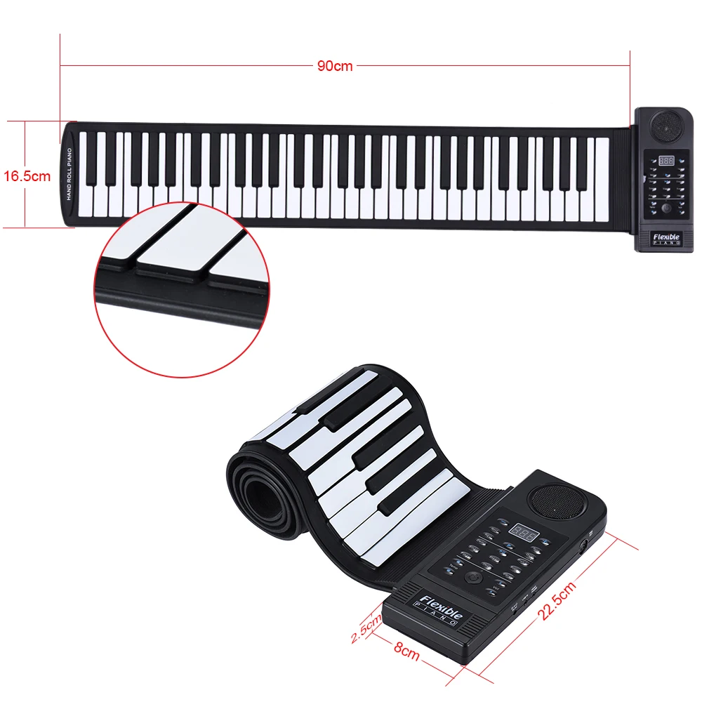 Портативный 61 Ключи Гибкая силиконовая Roll Up пианино USB электронный MIDI клавиатура Эльсой музыкальный инструмент