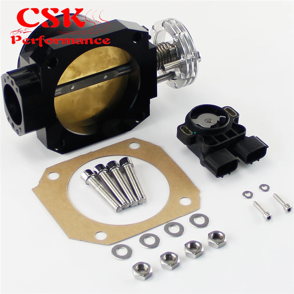 

Universal 90mm-85mm Q45 Throttle Body + TPS Fits For Nissan Skyline R33 S2 Series 2 RB25DET Silver/Black/Blue