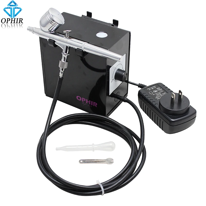 

OPHIR Portable Black 12V DC Mini Air Compressor with 0.3mm Airbrush Kit for Makeup Model Hobby Cake Decorating _AC095+AC004A