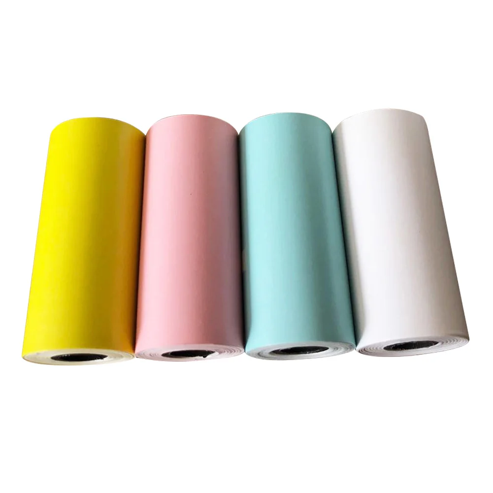 

4 Pcs/set Roll Continuous Thermal Sticker Colorful Photo Printing Paper Square Self Adhesive Accessories Durable Paste Gift