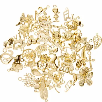 

50pcs/Set Vintage Mixed Styles Charms Antique Metal Charms Alloy Trendy Pendant Mixed Charms #240209