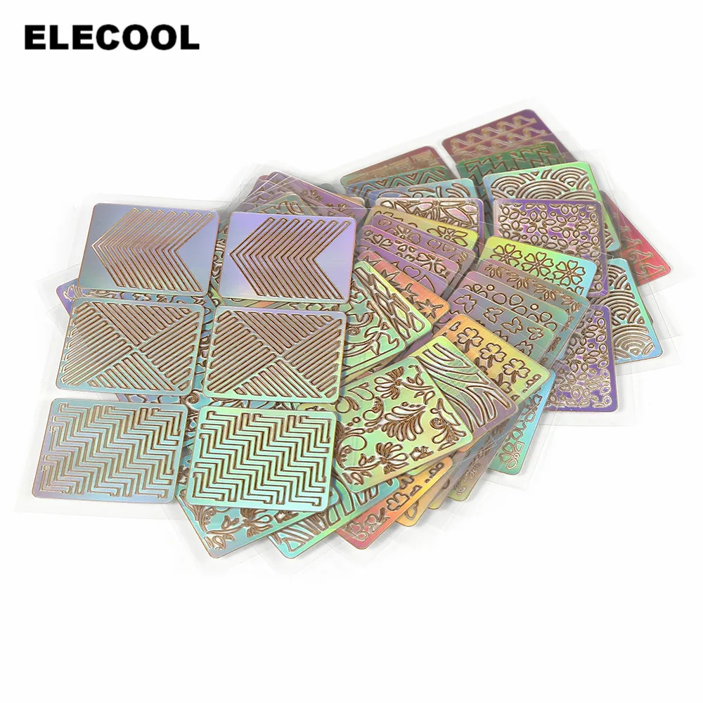 ELECOOL 12 шт. дизайн ногтей, полый трафаретная наклейка лак гель 3D печать штамповки изображения наклейки Красочные Руководство Шаблон