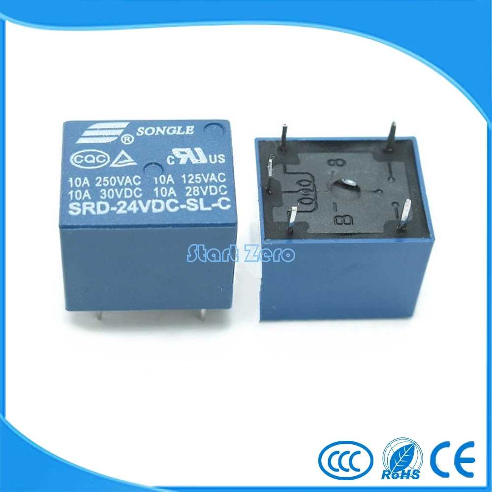 

5Pcs Mini Module SRD-24VDC-SL-C DC24V SPDT 5 Pins Plastic Coil Power Relay Blue