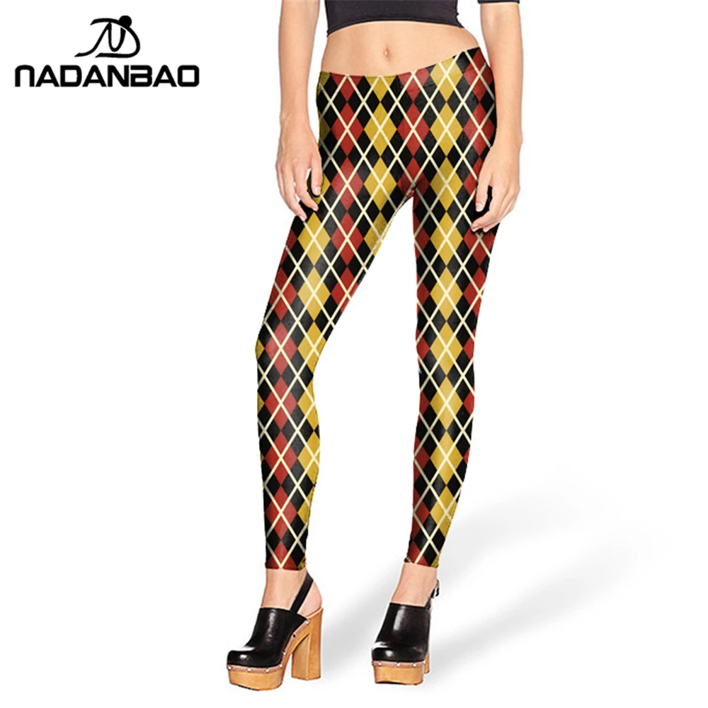 2016 New design Yellow Red font b TARTAN b font Printed leggins for Women leggings KDK1450