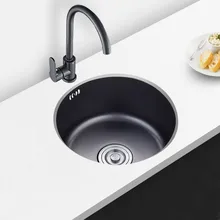 Нано круглый черный мини небольшой 304 нержавеющая сталь бар с одним резервуаром балкон xiancai раковины из кухонной раковины